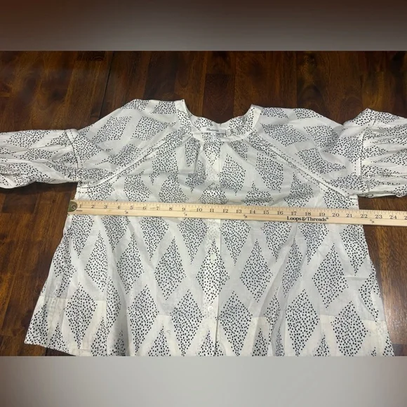 NWT! Madewell | Lighthouse Shirred Balloon-Sleeve Top in Geometric Print | S - Picture 6 of 7
